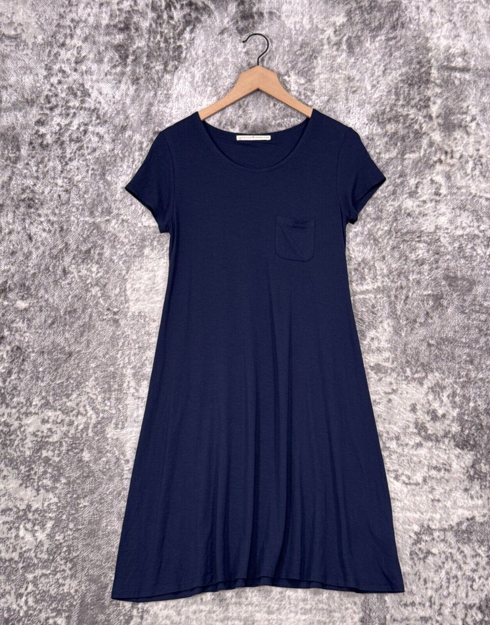 Peruvian Connection Dress Small Womens Blue Jersey Viscose Pocket T Shirt Style